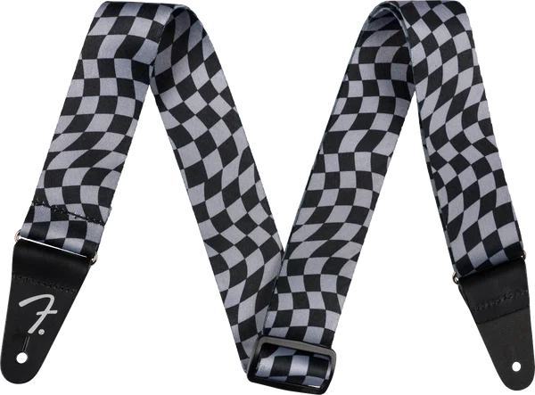 Fender - Wavy Checkerboard Polyester Guitar Strap - Gray