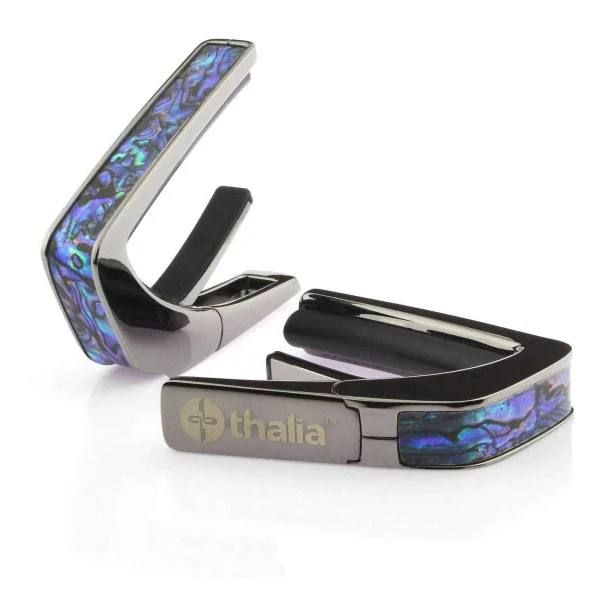 Thalia - Guitar Capo w/ Black Chrome Finish - Blue Abalone Inlay