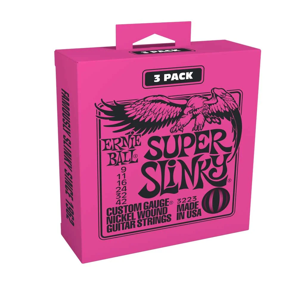 Ernie Ball 3223 Electric Guitar String Set (3 Pack) - Nickel Wound Super Slinky 9-42