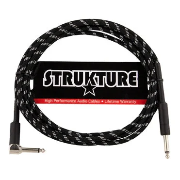 Strukture SC10BSR Straight to Angle Instrument Cable - Vintage Black/Silver - 10 ft.