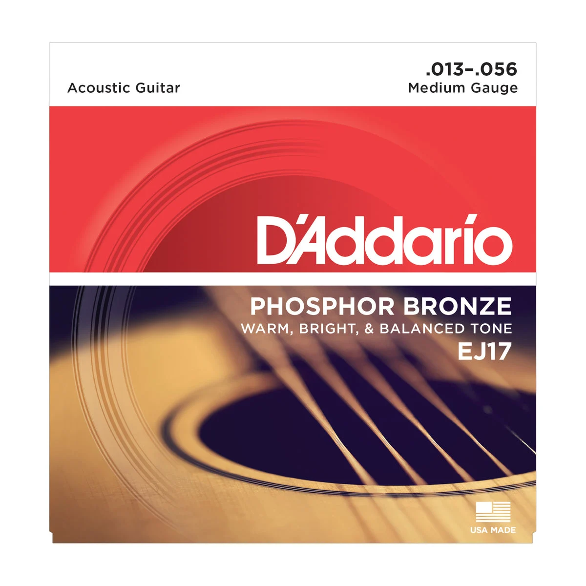 D'Addario EJ17 Phosphor Bronze, Medium, 13-56