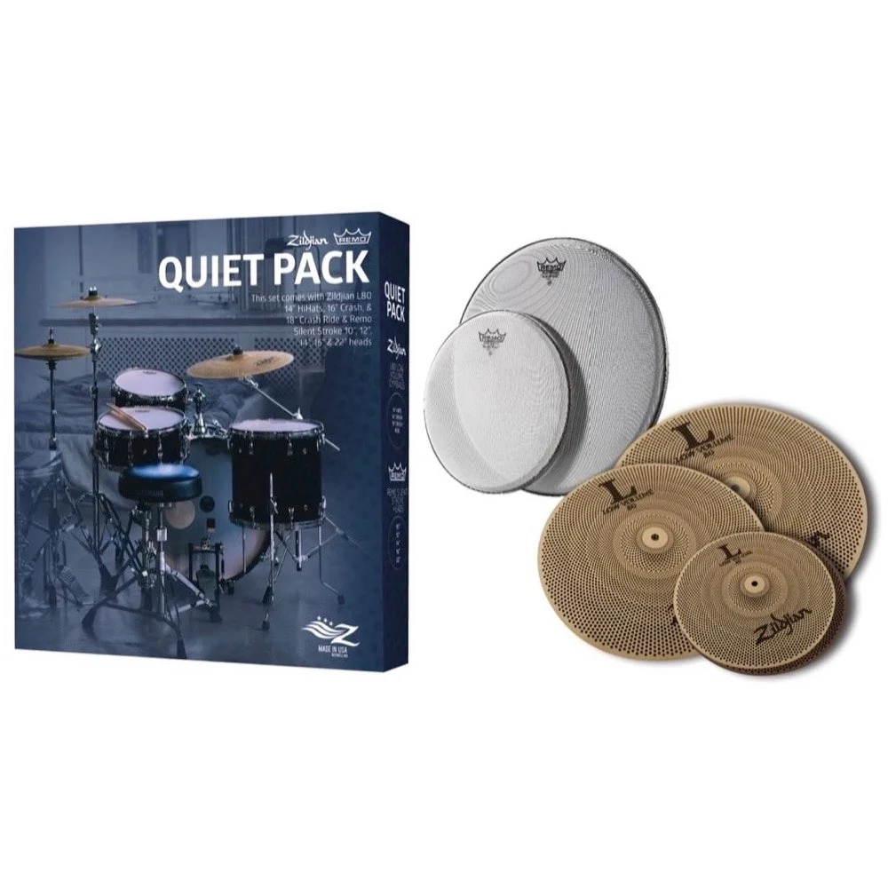 Zildjian L80 468 Low Volume Cymbal Pack, with Silent Stroke Remo Drum Heads