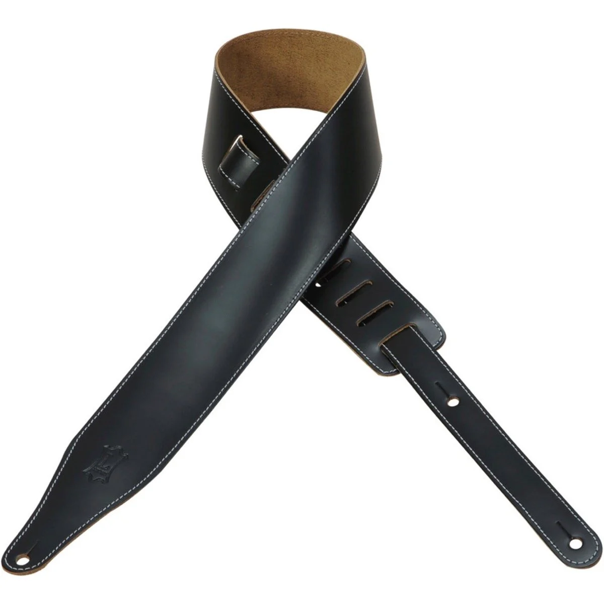 Levy's DM17 2.5 Inch Extra Long Leather Guitar Strap, Black, Black