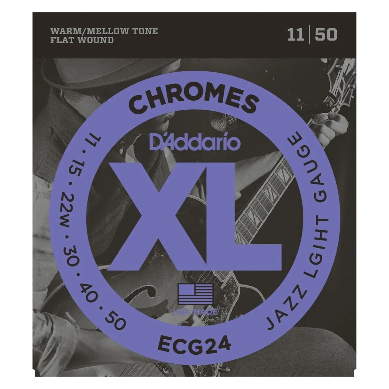D'Addario ECG24 Jazz Light Chromes Flat Wound Electric Guitar Strings