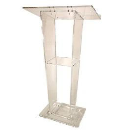 Elevate Your Presentation with the Kingdom Open Front Tapered Center Style Lectern - Clear