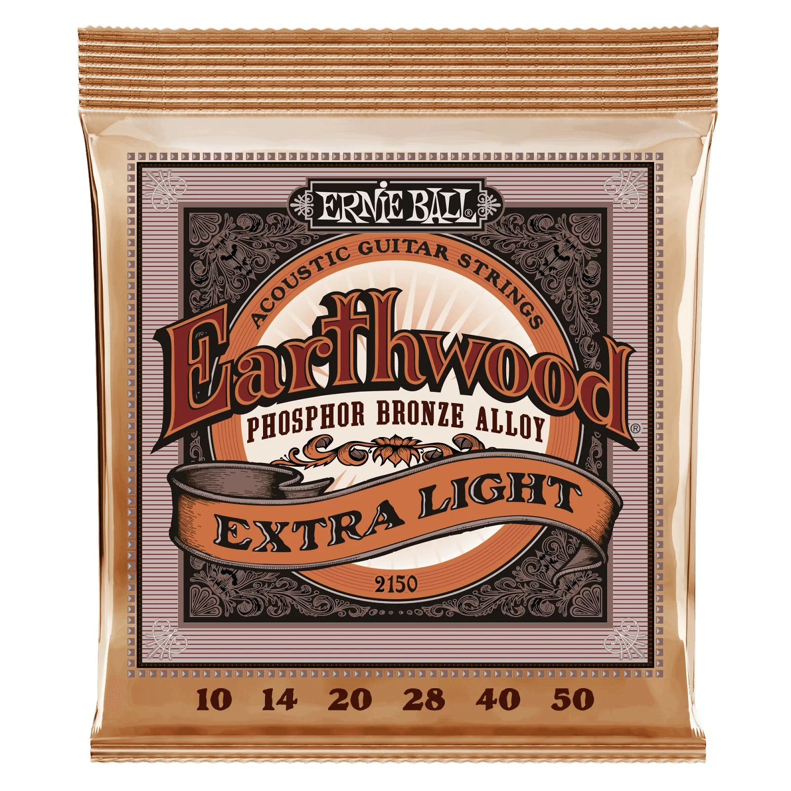 Ernie Ball Extra Light Earthwood Phosphor Bronze Acoustic Guitar Strings 10-50 Gauge