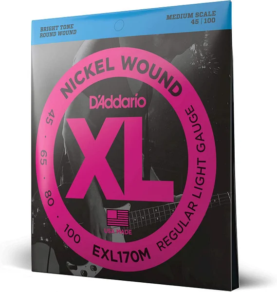 D'Addario - EXL170M - XL Nickel Wound - Bass Guitar String Set - Medium Scale / Regular Light - 45-100