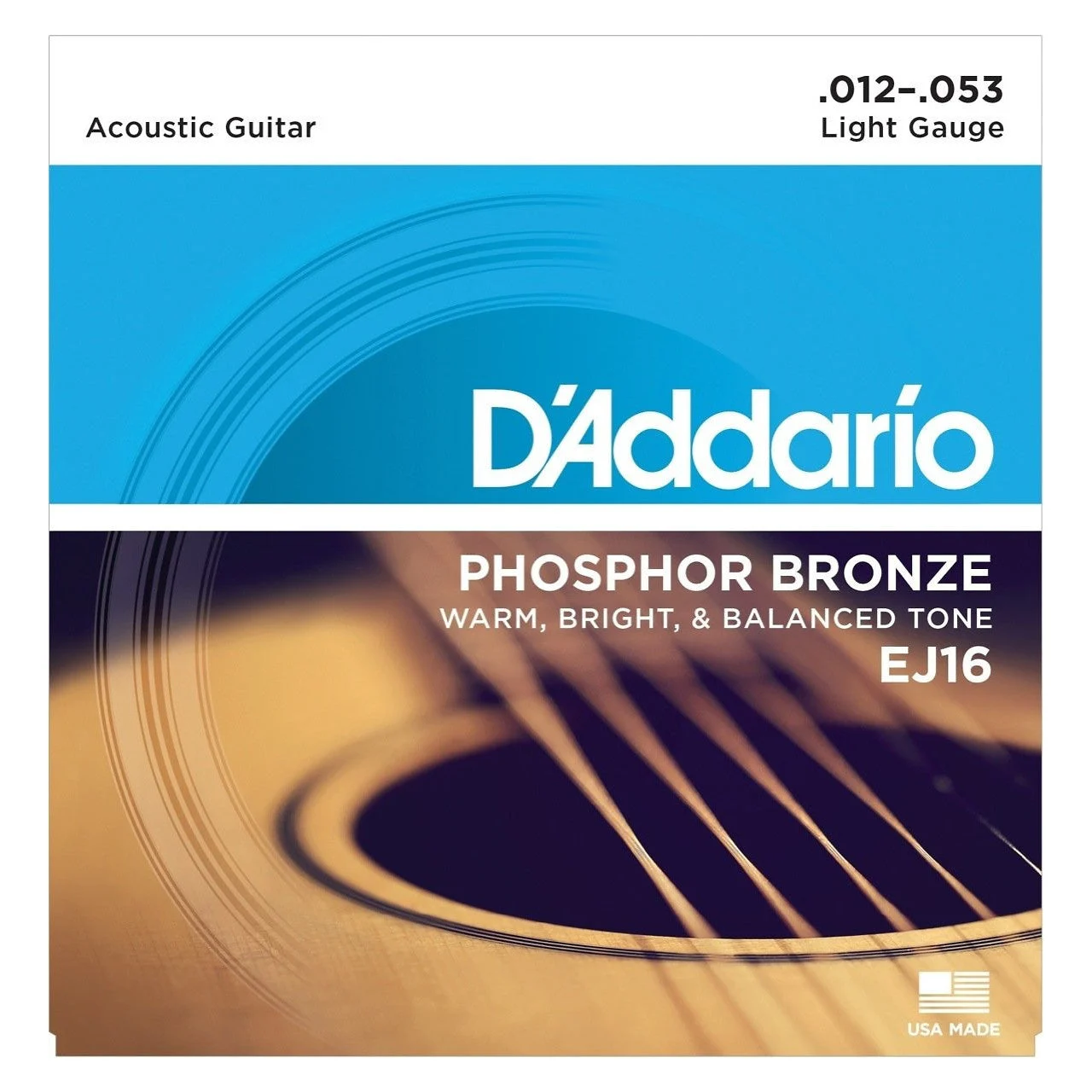 D'Addario EJ16 Light 3-Pack of Phosphor Bronze Acoustic Guitar Strings