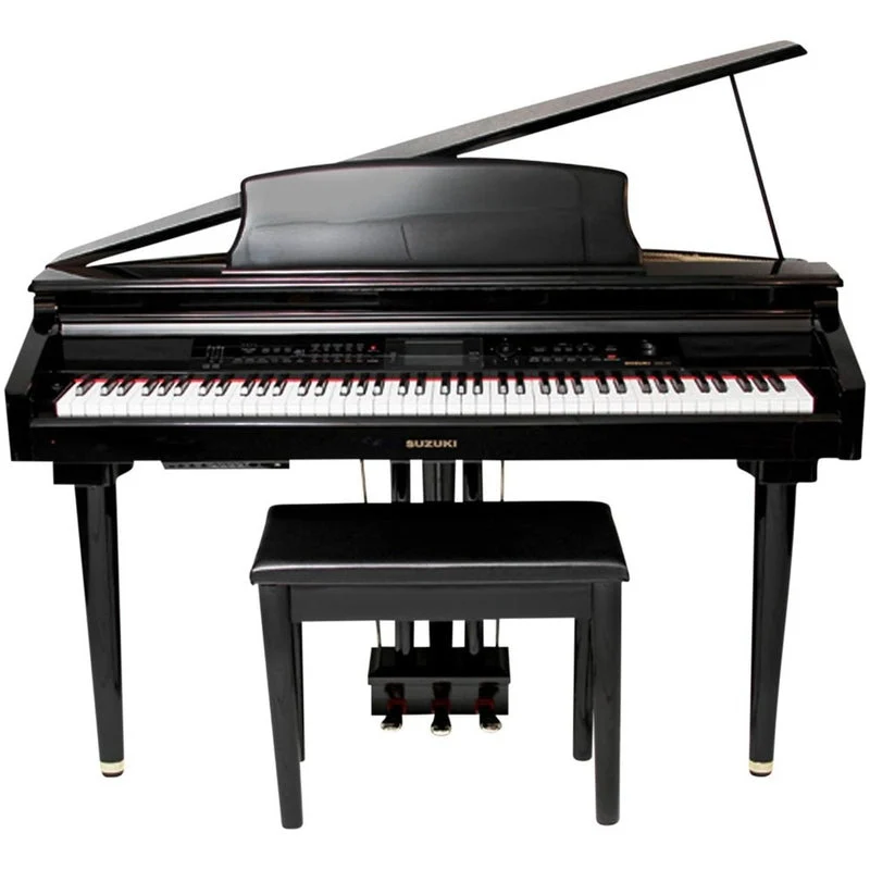 Piano -Suzuki Micro Grand Digital Piano Mini w/Bench Black Hi Gloss