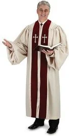 Pulpit Robes Ivory w/ Burgundy Velvet