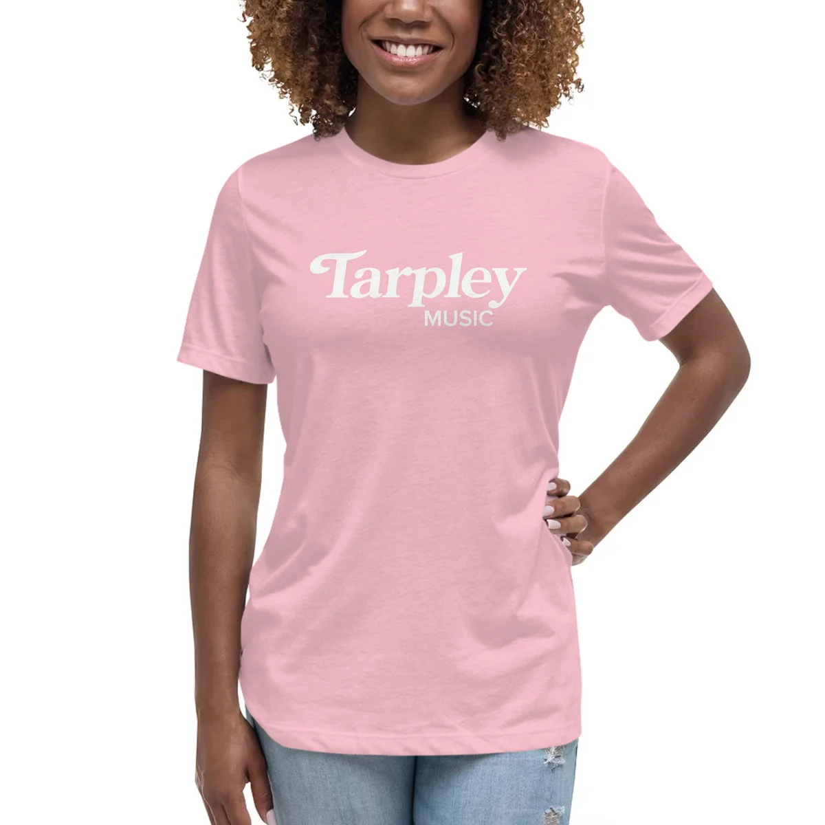 Women's Relaxed T-Shirt | Tarpley Music Logo | Pink